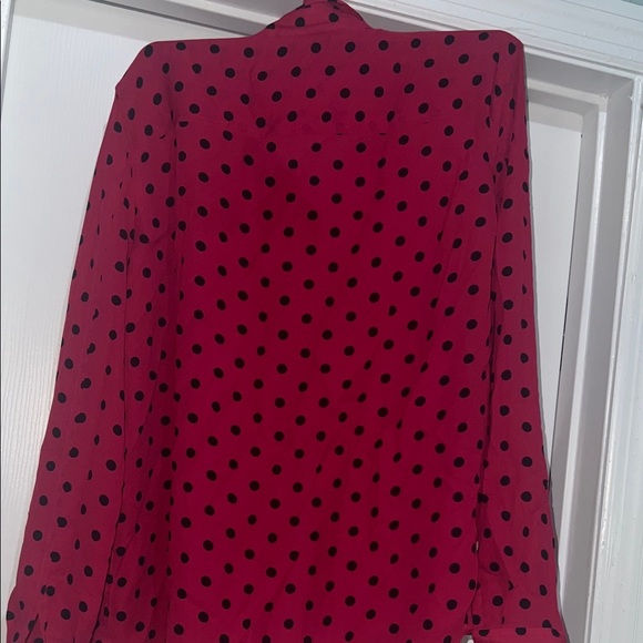 Jones New York Red and Black Polka Dot Button Down Shirt - Picture 6 of 7